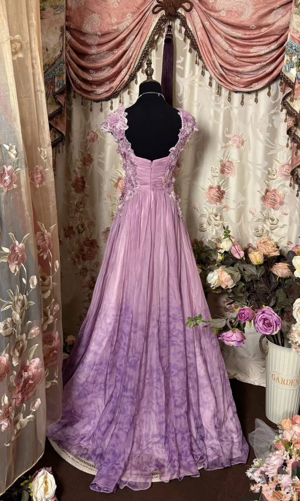 Sweetheart Flowers Chiffon Long Prom Dress,Long Evening Gowns           fg7150