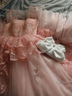 Pink Lace Tulle Prom Dress Sweet 15 Birthday Dress Evening Dress Party Dress fg8451