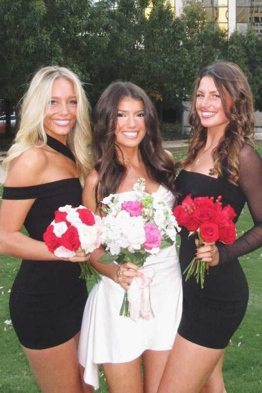 Cute White Sheath Short Graduation Dress Mini Birthday Dresses