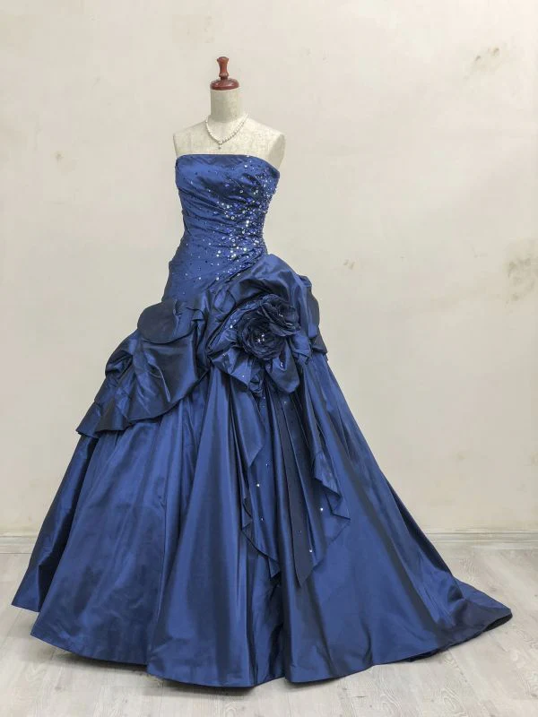 Strapless Navy Blue Sweet 16 Ball Gown Formal Party Long Dress fg8220
