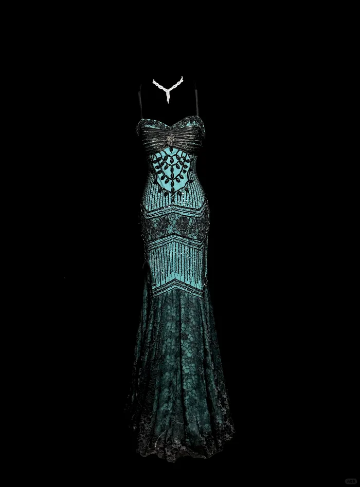 Mermaid Spaghetti Straps Green Prom Dress Long Party Dress cg26133