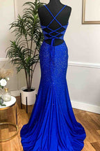 Mermaid Long Red Prom Dress with Rhinestones,Royal Blue Bodycon Dresses