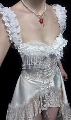 Off The Shoulder White Lace High Low Prom Dress Evening Party Dress fg8326