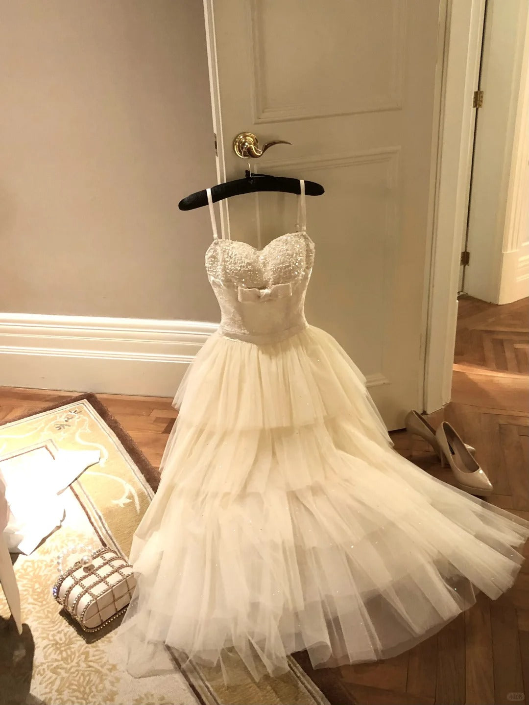 White Sparkly Sweet Cute Elegant Midi/Short Tulle Sequin Homecoming Dress Evening Dress Birthday Party Dress Prom Dress Prom Dress gh4078