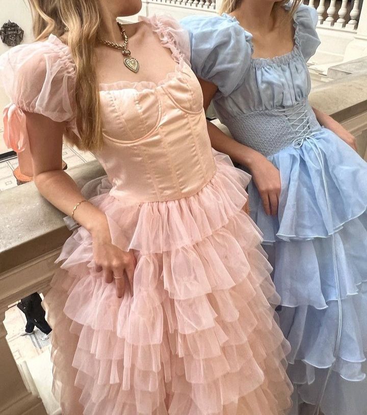 uschichubs-Pink and blue sweet long chiffon multi-layered prom dress gh5784