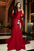 Black Evening Dress Long Prom Dress With Gloves        fg6982