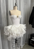 Vintage Beige Sweetheart Strapless Design A-line Lace Homecoming Dress TP3955