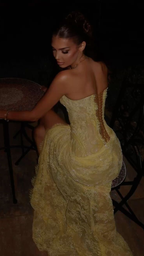 Mermaid Sweetheart Yellow Lace Slit Prom Dresses Long Party Dress fg8353