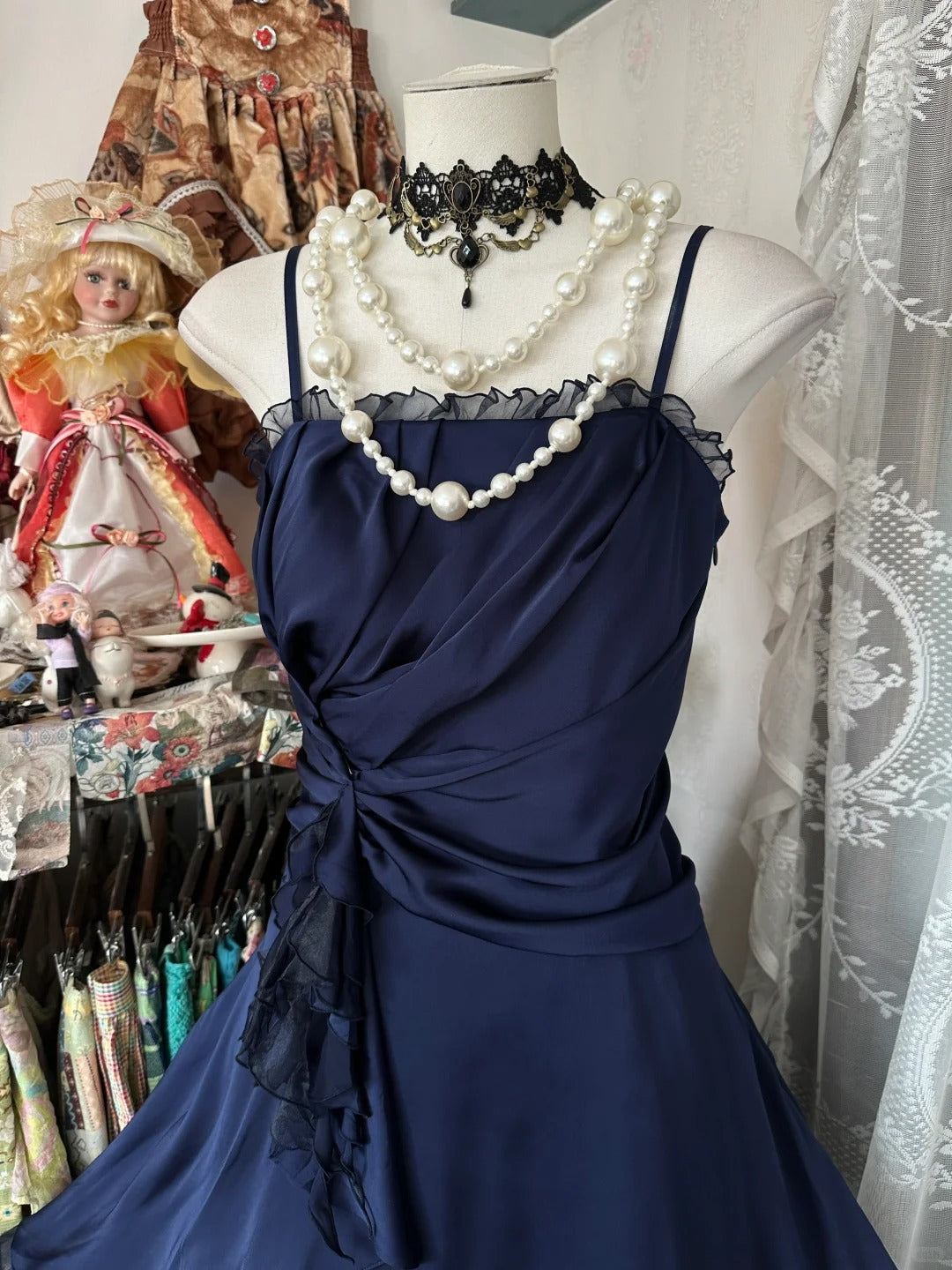 A Line Navy Blue Birthday Outfit Short Evening Dress Vintage Short Party Dress Homecoming Dress  fg8035