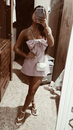 Pink Bow Birthday Dress Homecoming Dress Short Party Dress    fg7742