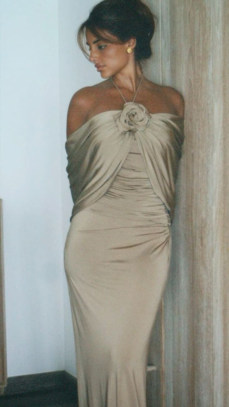 Party Dresses Champagne Evening Dress For Women Sleeveless Floor Length 3D Flower Formal Elegant Dress   fg7598