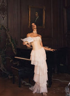 Modest Sheath Strapless Chiffon Sleeveless Ivory Long Prom Dress Evening Dresses      fg6798