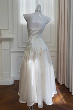 uschichubs-Vintage Lace Jacquard Halter Evening Dress, Long Sleeveless Elegant Party Gown gh5902