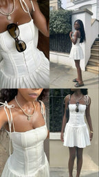 White Birthday Dress Homecoming Dress Short Party Dress    fg7735