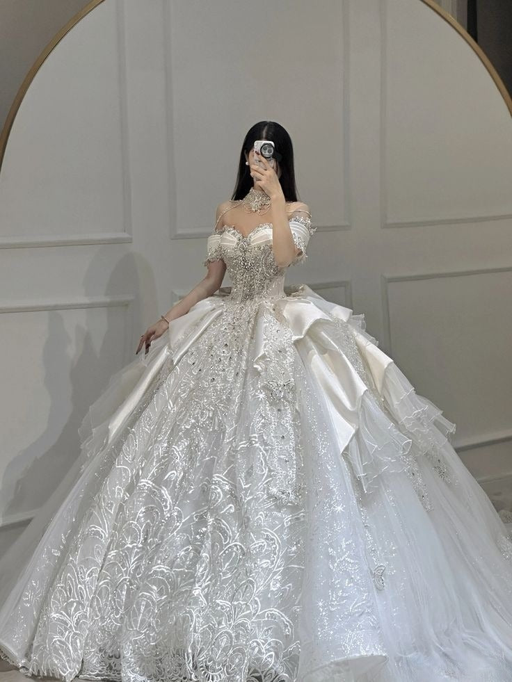 A Line Luxurious Wedding Dresses, Long Bridal Gowns  cg25646