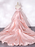 Sweep Train Satin Long Prom Dress, Formal Evening Dresses      fg6500