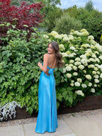 Long Evening Prom Dresses, Custom Blue Prom Dress          fg6364
