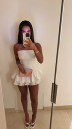 White Birthday Dress Homecoming Dress Short Party Dress    fg7734