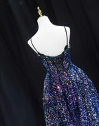 Sequins V-Neckline Short Straps Homecoming Dress, Short Sequins Prom Dress       fg5924