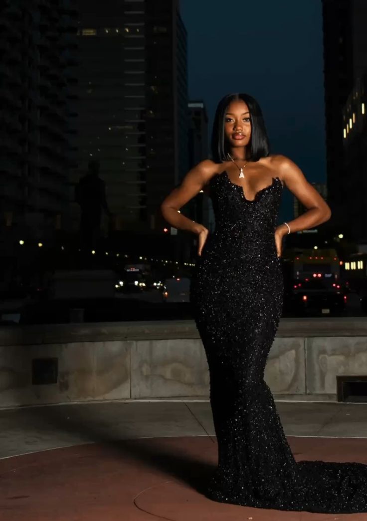 Black Strapless Mermaid Long Prom Dress Evening Gown        fg6763