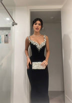 Black Mermaid Sexy Long Formal Dress Evening Party Dresses  fg7763