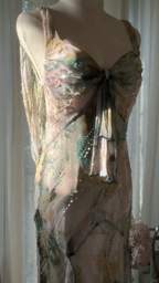 Vintage Sparkling Spaghetti Strap Backless Sweetheart Design Romantic Chiffon Evening Dress Prom Dress TP3993