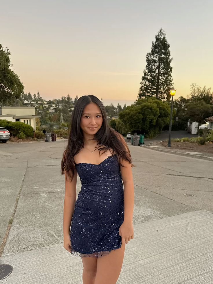 Sheath Sequin Navy Blue Mini Coctail Dress Shiny Birthday Dresses