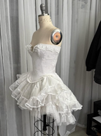 Vintage Beige Sweetheart Strapless Design A-line Lace Homecoming Dress TP3955