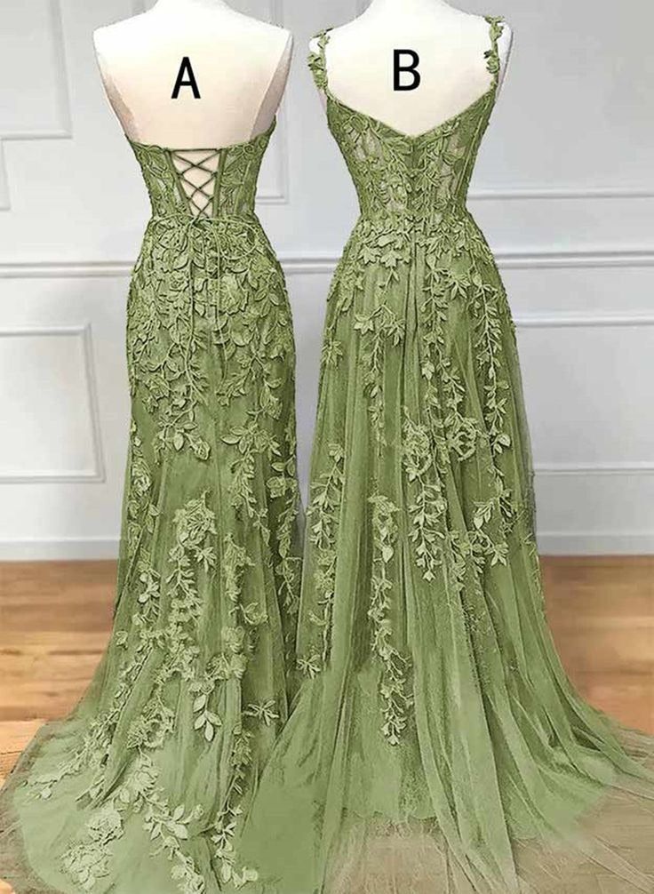 Green Evening Dress, Long Green Prom Dress     fg4456