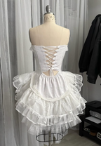 Vintage Beige Sweetheart Strapless Design A-line Lace Homecoming Dress TP3955