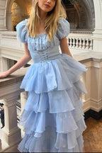 uschichubs-Pink and blue sweet long chiffon multi-layered prom dress gh5784