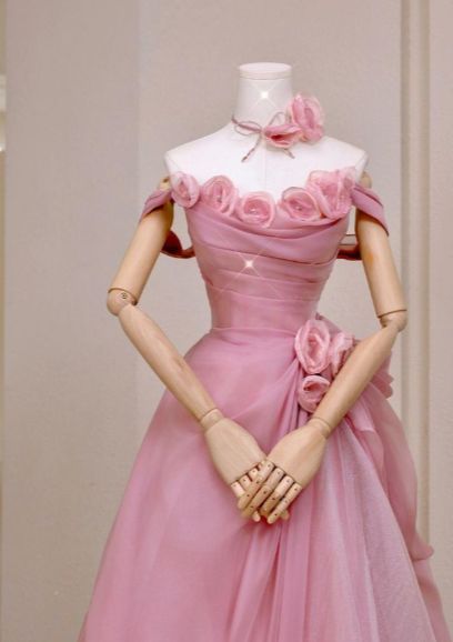 Vintage Pink Tulle 3D Flowers Strapless A-Line Evening Gown TP5182