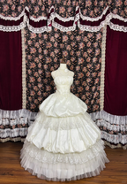 Gorgeous Lace Embroidery Beaded Sweet 16 Quinceanera Strapless A-Line Floor-length Tiered Prom Dress Evening Dress Ball Gown TP4393