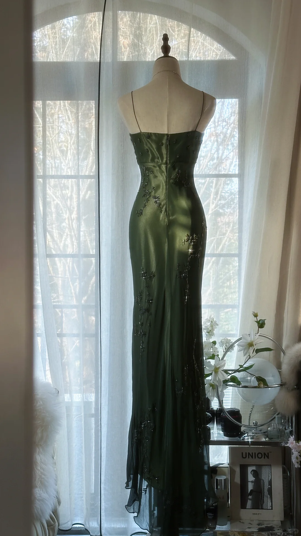 Elegant Dark Green Sparkling Beaded Sweetheart Romantic Evening Dress Prom Dresses TP3979