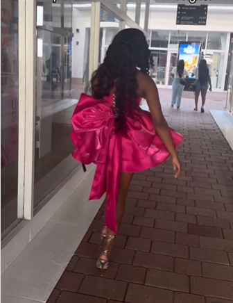 Gorgeous Hot Pink Satin Beaded Homecoming Dress Short Birthday Dress With Bow S488