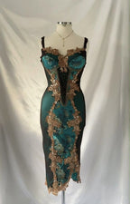 uschichubs-Turquoise Green Shiny Fashion Short/Mid-Length Chiffon Sequin Homecoming Dress Birthday Party Dress gh5008