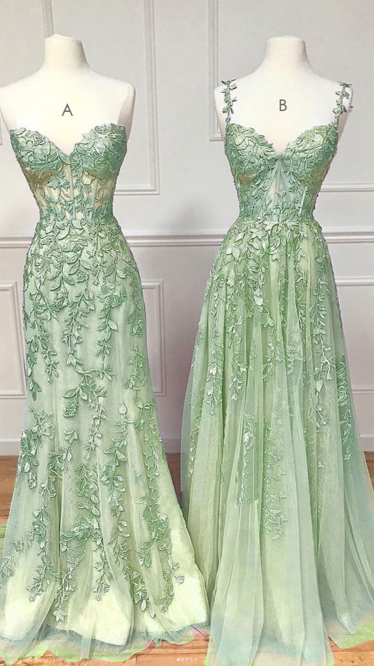 Green Evening Dress, Long Green Prom Dress     fg4456