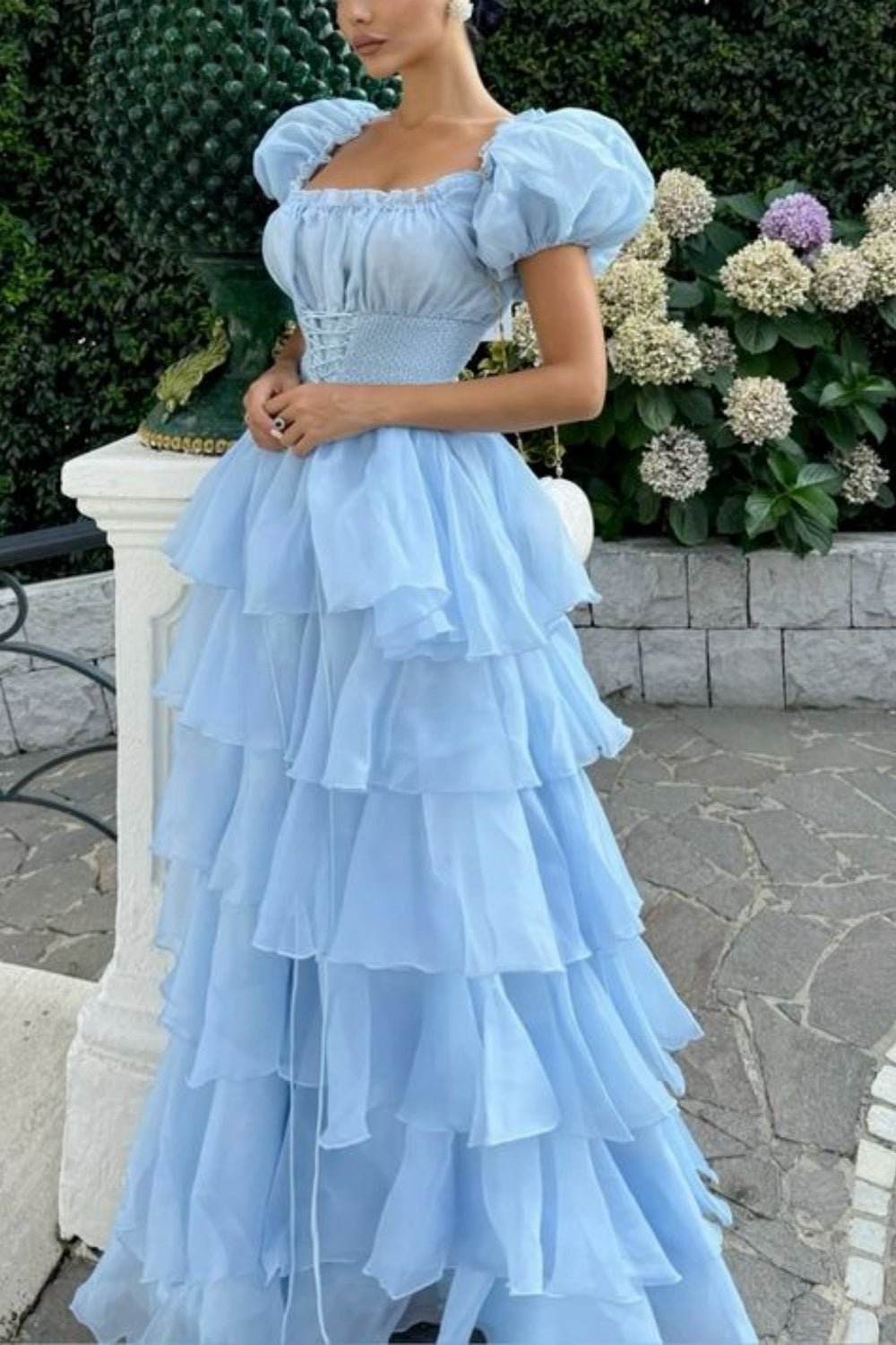 uschichubs-Pink and blue sweet long chiffon multi-layered prom dress gh5784