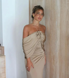 Party Dresses Champagne Evening Dress For Women Sleeveless Floor Length 3D Flower Formal Elegant Dress   fg7598