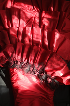 Elegant Red Sweetheart Evening Gown A-Line Strapless Tiered Prom Dress TP5219