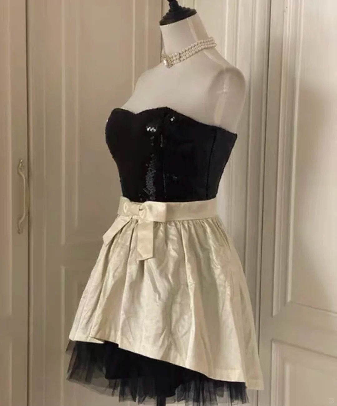 __hite Retro Shiny Elegant Princess Short Sequin Homecoming Dress Birthday Party Dress~__ gh4268