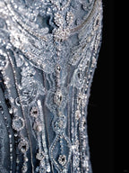 ____ilver Blue Luxurious Heavy Industry Sparkling Gorgeous Elegant Exquisite Beading Stunning Long Mermaid Dress Sequin Floor Length Trailing Prom Dress Evening Dress Wedding Dress gh4114