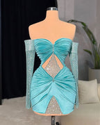 uschichubs-Blue exquisite beaded short velvet long sleeve homecoming dress birthday party dress gh5428