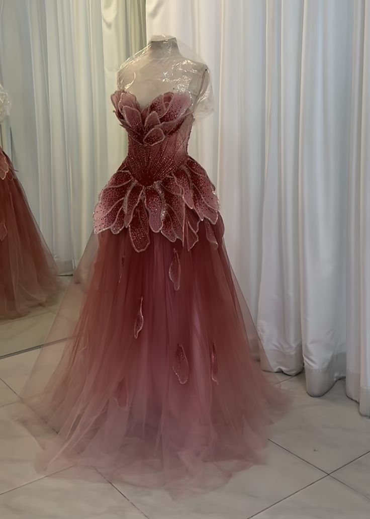 A Line Tulle Long Prom Party Dress Beaded Formal Dress cg26108