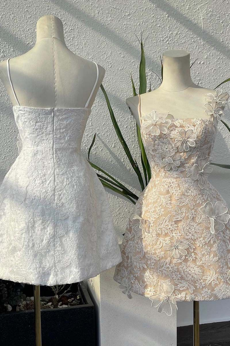 Spaghetti Straps Sleeveless Appliqued A-Line Mini Homecoming Dress fg8210