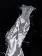 Ivory Beaded Long Prom Dress Sexy Evening Party Gown Birthday Dress fg8214