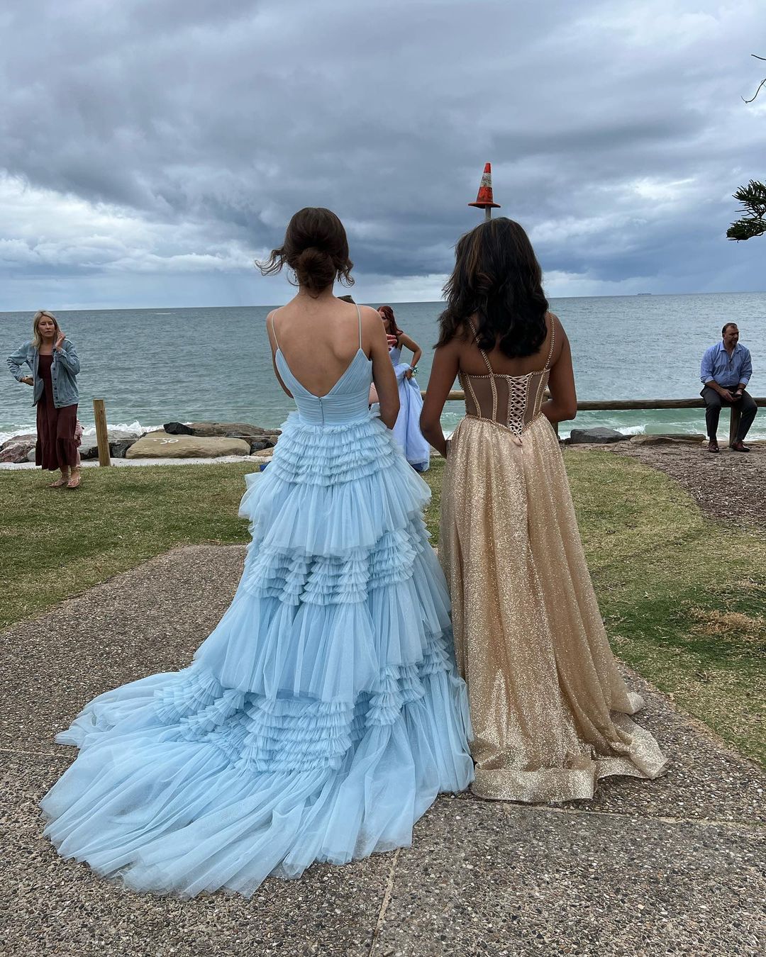 Charming A Line V Neck Light Blue Tulle Long Prom Dresses Formal Gown