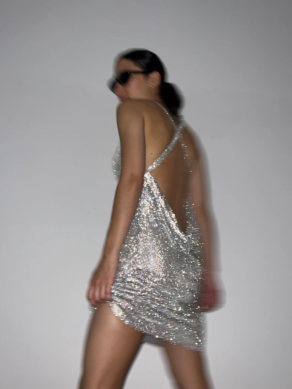 Glitter Silver Halter Sequin Homecoming Dress Backless Cocktail Dress S297