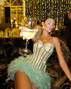 __irlhomeshops-Green shiny gorgeous fashion short tulle homecoming dress birthday party dress gh4994