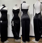 Sexy Black Sheath Prom Dresses Gala Dress Woman for Party